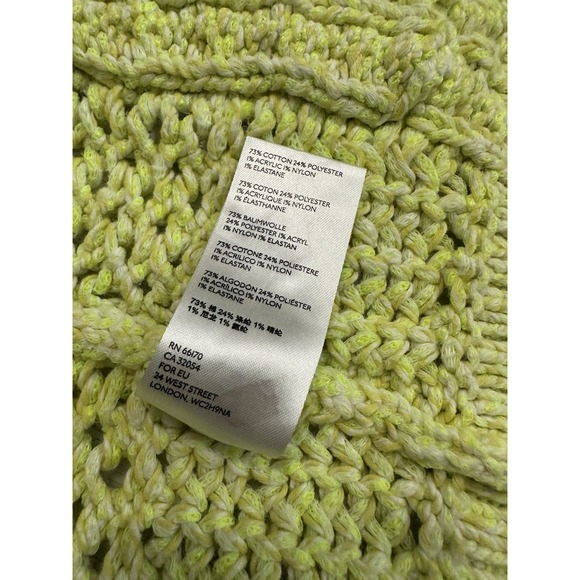 Anthropologie Cardigan Sz XS / S Serenity Neon Yellow Green Open Front Crochet - Picture 7 of 10